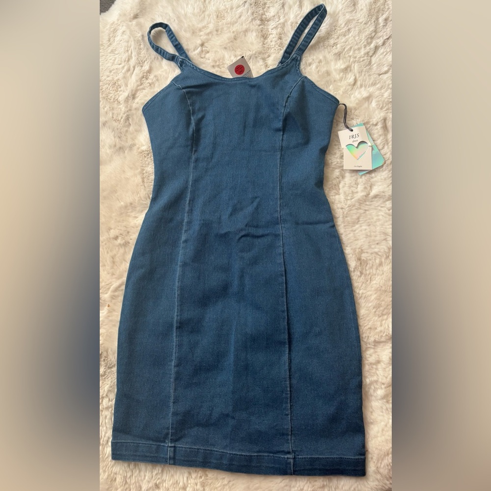 Iris Blue Strapless Sheath Mini Dress Casual